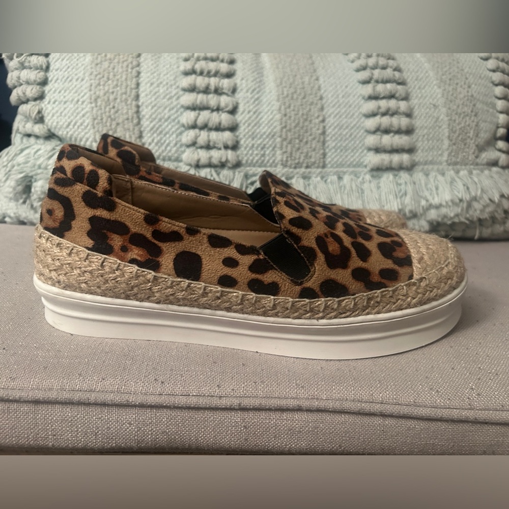 Leopard Print Loafer Platform Slip-On Shoes